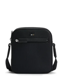 Clearance BOSS Black Grained Faux Fur Leather Reporter Bag