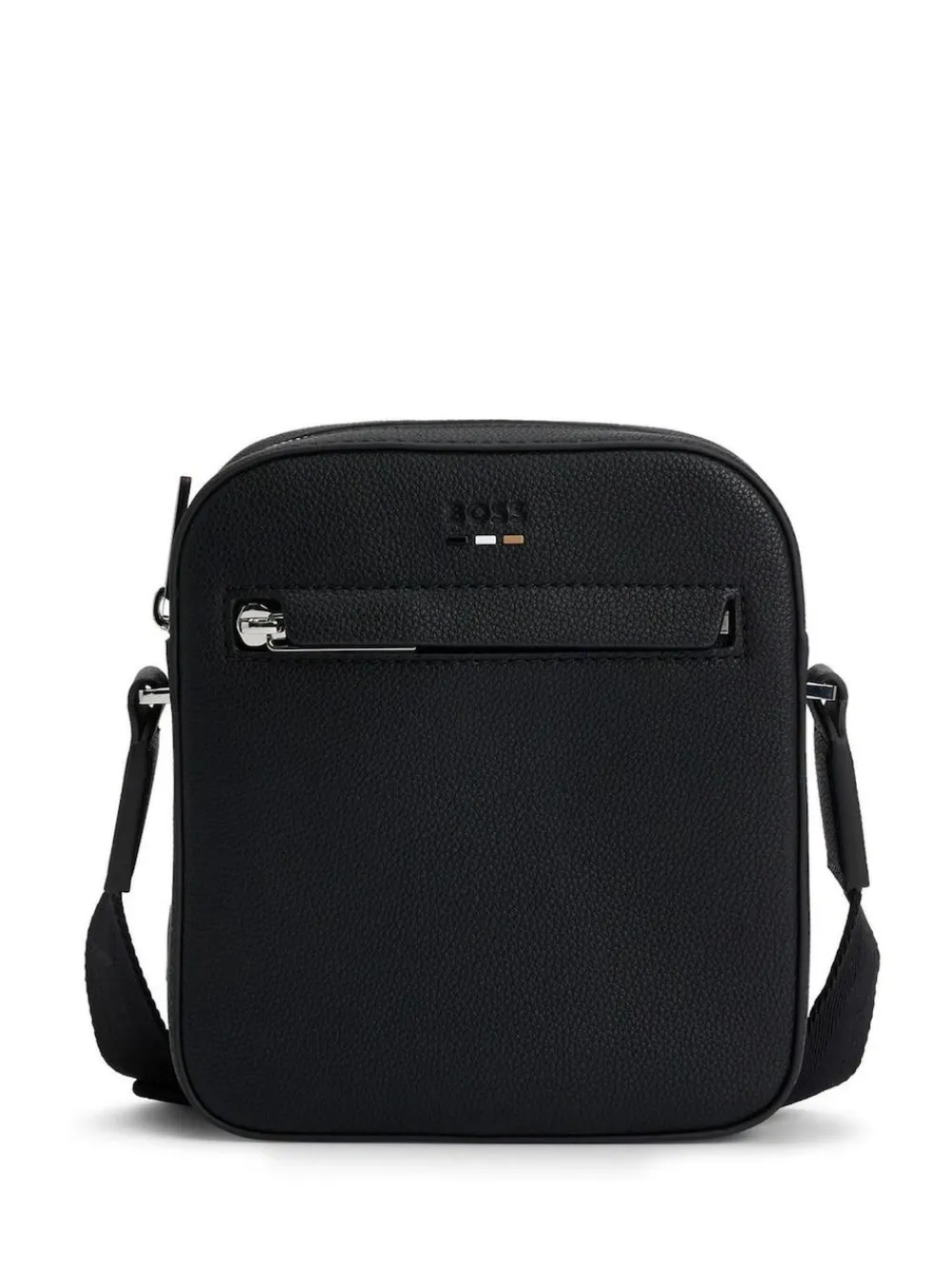 Clearance BOSS Black Grained Faux Fur Leather Reporter Bag