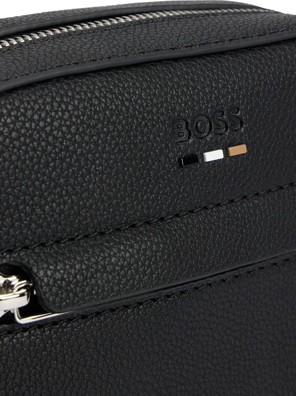 Clearance BOSS Black Grained Faux Fur Leather Reporter Bag