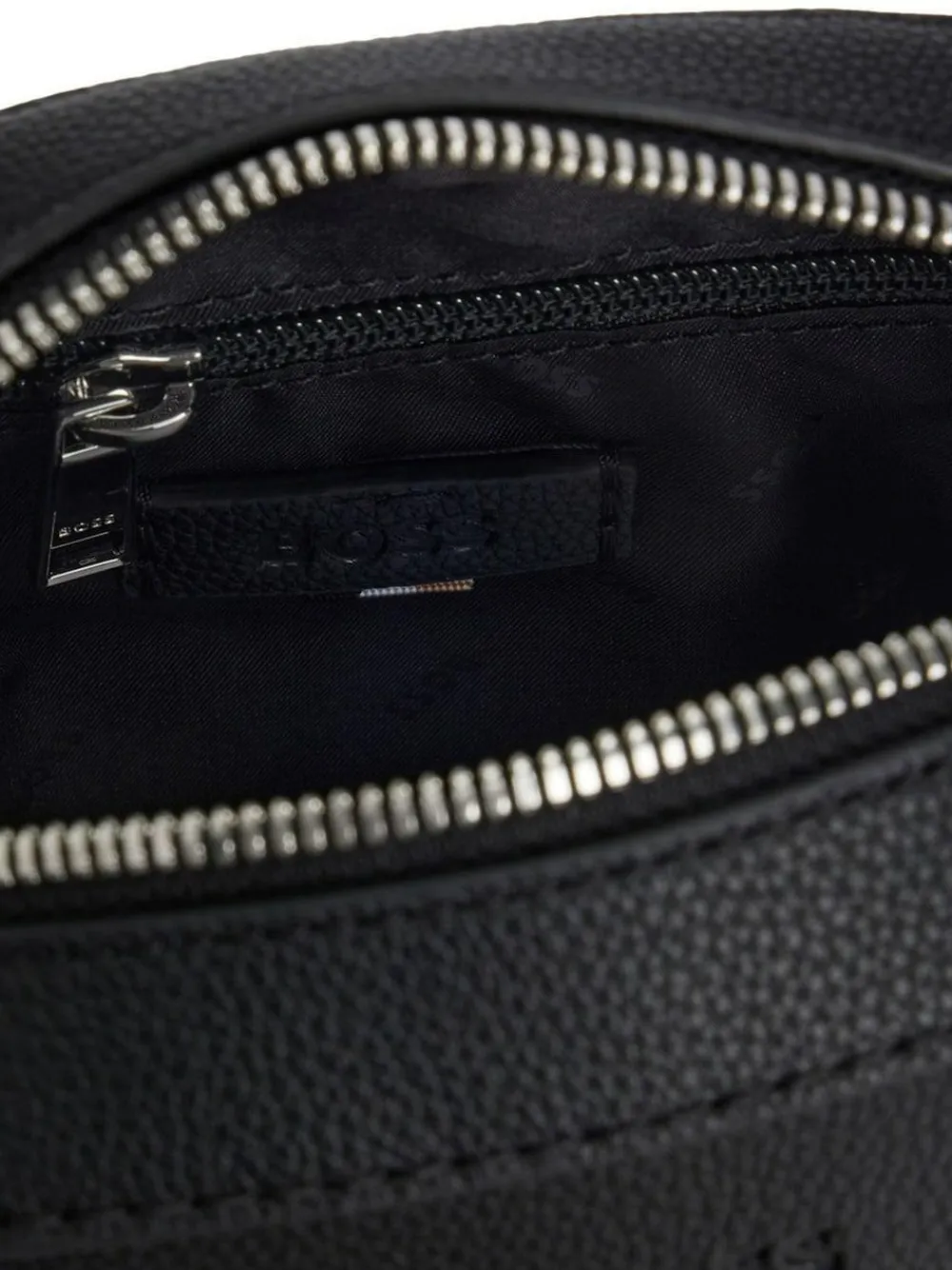 Clearance BOSS Black Grained Faux Fur Leather Reporter Bag