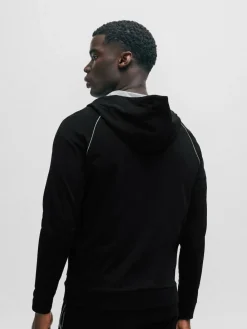 Sale BOSS Stretch Cotton Zip-Up Hoodie Black