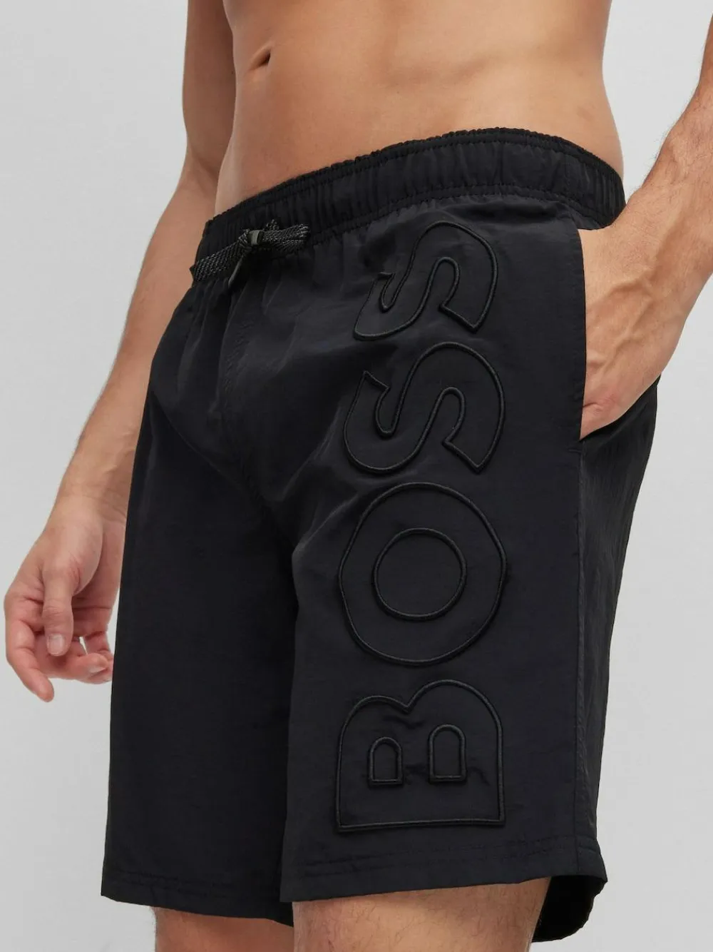 Clearance BOSS Whale Logo Lined Swim Shorts Black