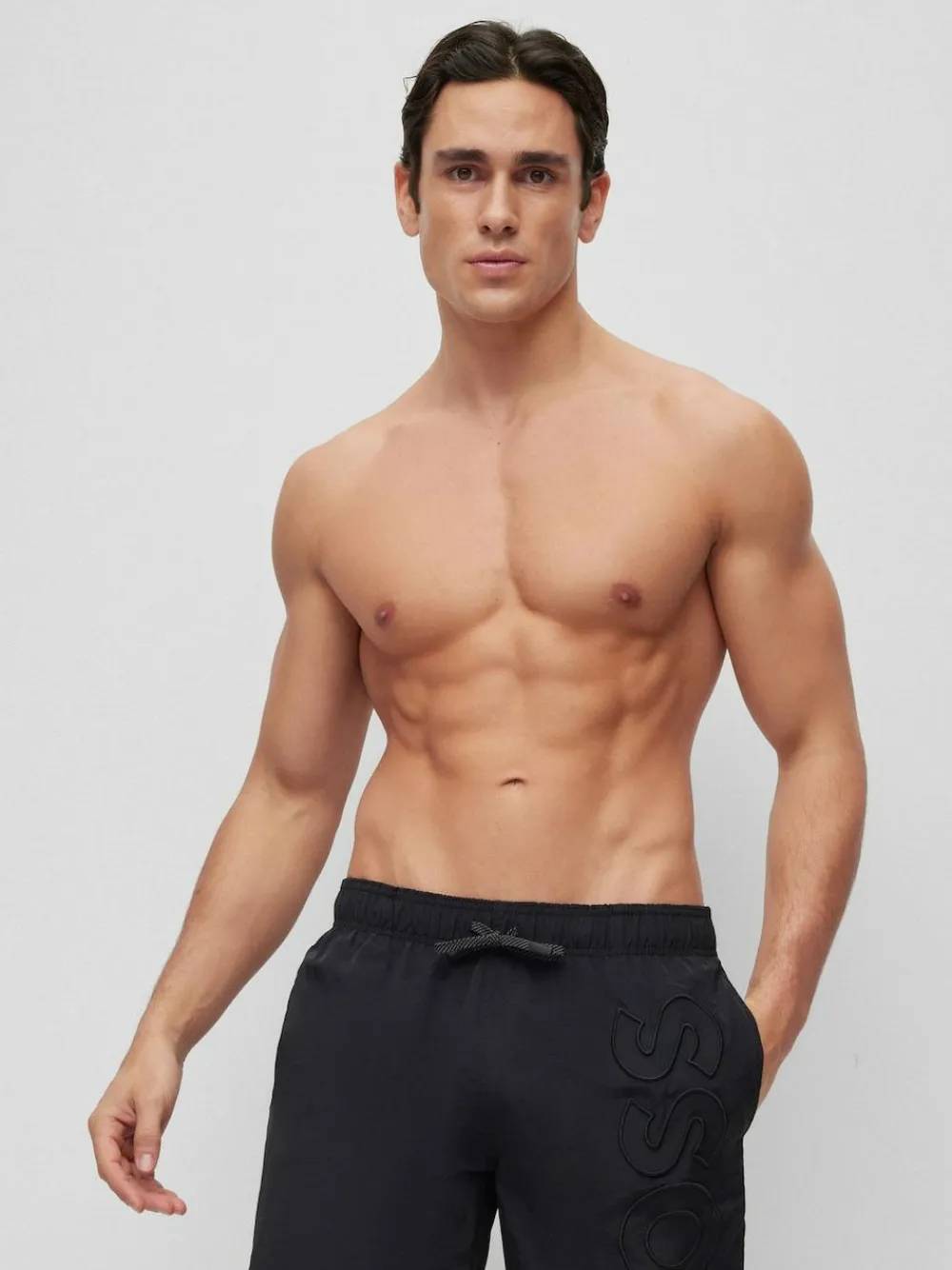 Clearance BOSS Whale Logo Lined Swim Shorts Black