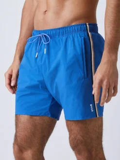Online BOSS Iconic Side Stripe Logo Swim Shorts Blue