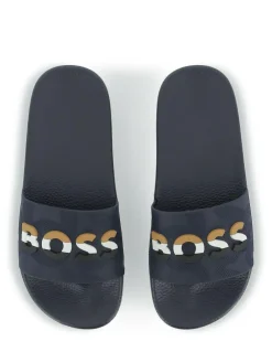 BOSS Blue Logo Sliders With Touch Fastening^BOY Nightwear