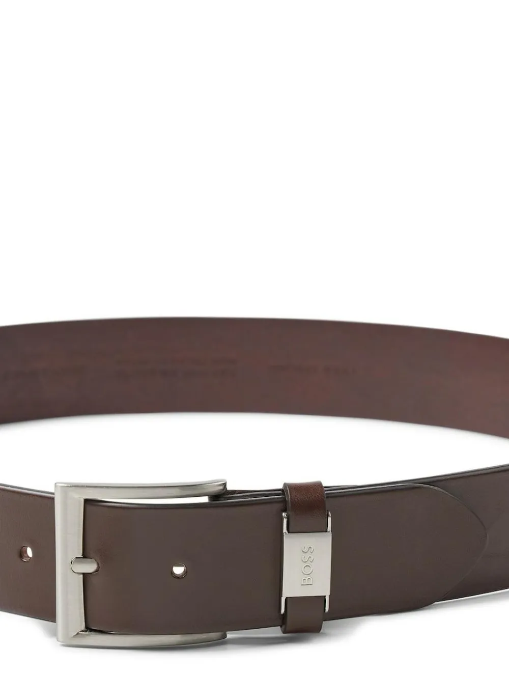 Best BOSS Brushed Metal Leather Belt Brown
