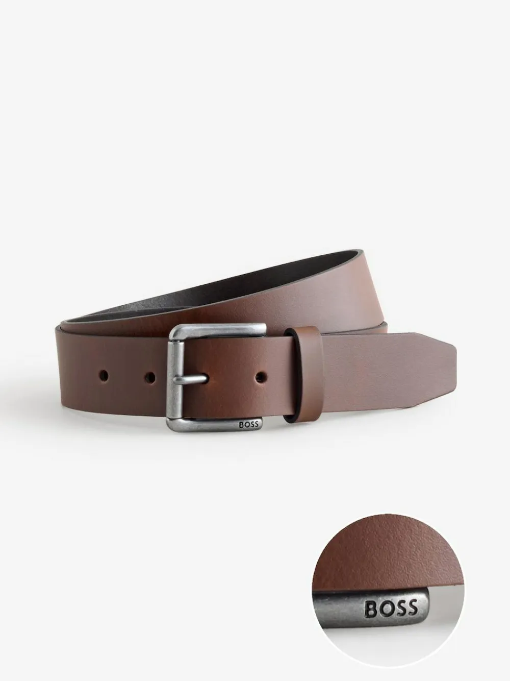 New BOSS Brown Joris Logo Belt
