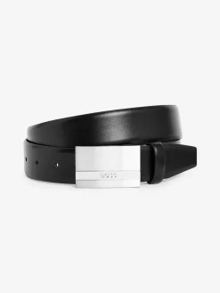 New BOSS Baxton Leather Belt Cobalt Black