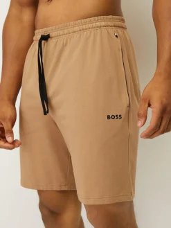 Discount BOSS Cream Regular-Fit Logo Stretch Shorts