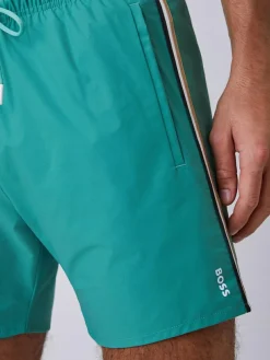 Best BOSS Iconic Side Stripe Logo Swim Shorts Green