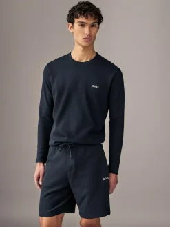 Sale BOSS Navy Blue Waffle Shorts