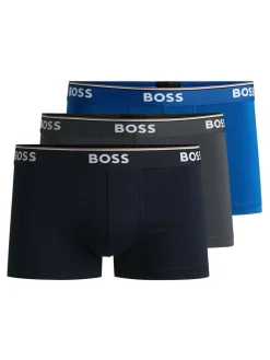 Online BOSS Navy/Grey/Blue Power Stretch Cotton 3 Pack Boxers