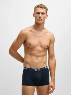 Online BOSS Navy/Grey/Blue Power Stretch Cotton 3 Pack Boxers