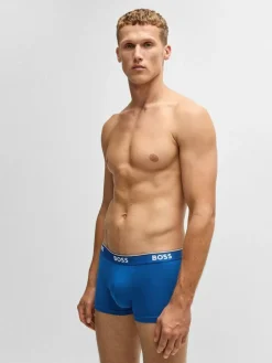 Online BOSS Navy/Grey/Blue Power Stretch Cotton 3 Pack Boxers