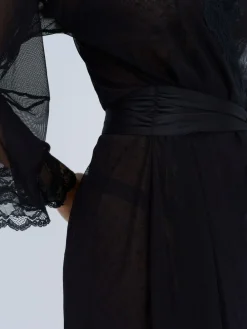 Boux Avenue Black Mallory Mesh Kimono Robe^Women Bathrobes