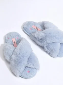 Boux Avenue Bow Embroidered Cross Band Slider Slippers^Women Slippers