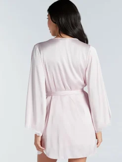 Outlet Boux Avenue Kaya Lace Trim Satin Robe Pink
