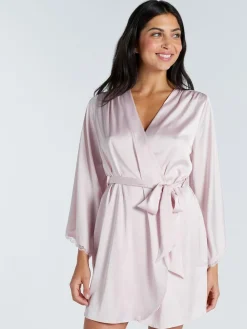 Outlet Boux Avenue Kaya Lace Trim Satin Robe Pink