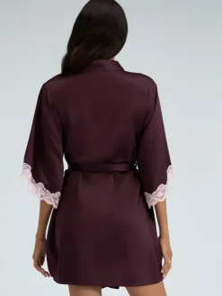 Hot Boux Avenue Purple Amelia Satin Short Robe