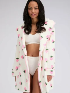Boux Avenue White Fluffy Strawberry Short Dressing Gown^Women Bathrobes