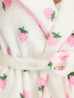 Boux Avenue White Fluffy Strawberry Short Dressing Gown^Women Bathrobes