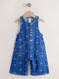 Hot Next Bow Print Sleeveless Denim Jumpsuit (3mths-8yrs)