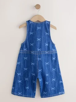 Hot Next Bow Print Sleeveless Denim Jumpsuit (3mths-8yrs)
