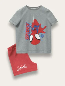 Brand Threads Grey & Red Spidey and His Amazing Friends 100% Cotton Top and Short Set^ Shorts