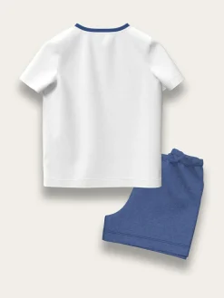Brand Threads White & Blue Mickey Mouse 100% Cotton Top and Short Set^ Shorts