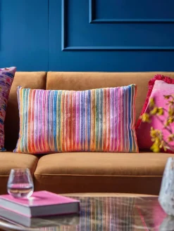 New Next 40 x 59cm Cut Velvet Stripe Cushion Bright