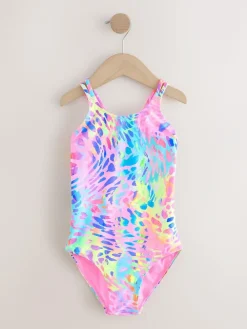 Best Next Bright Animal Print Double Strap Swimsuit (3-16yrs)