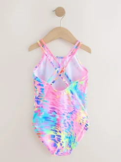 Best Next Bright Animal Print Double Strap Swimsuit (3-16yrs)
