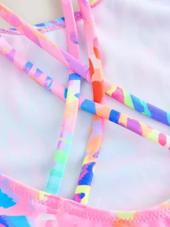 Best Next Bright Animal Print Double Strap Swimsuit (3-16yrs)