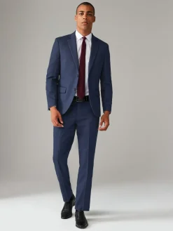 Clearance Next Bright Blue Regular Fit Textured Suit Trousers