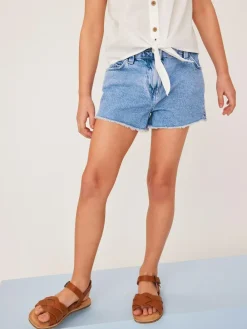 Clearance Next Regular Length Frayed Edge Denim Shorts (3-16yrs) Bright Blue