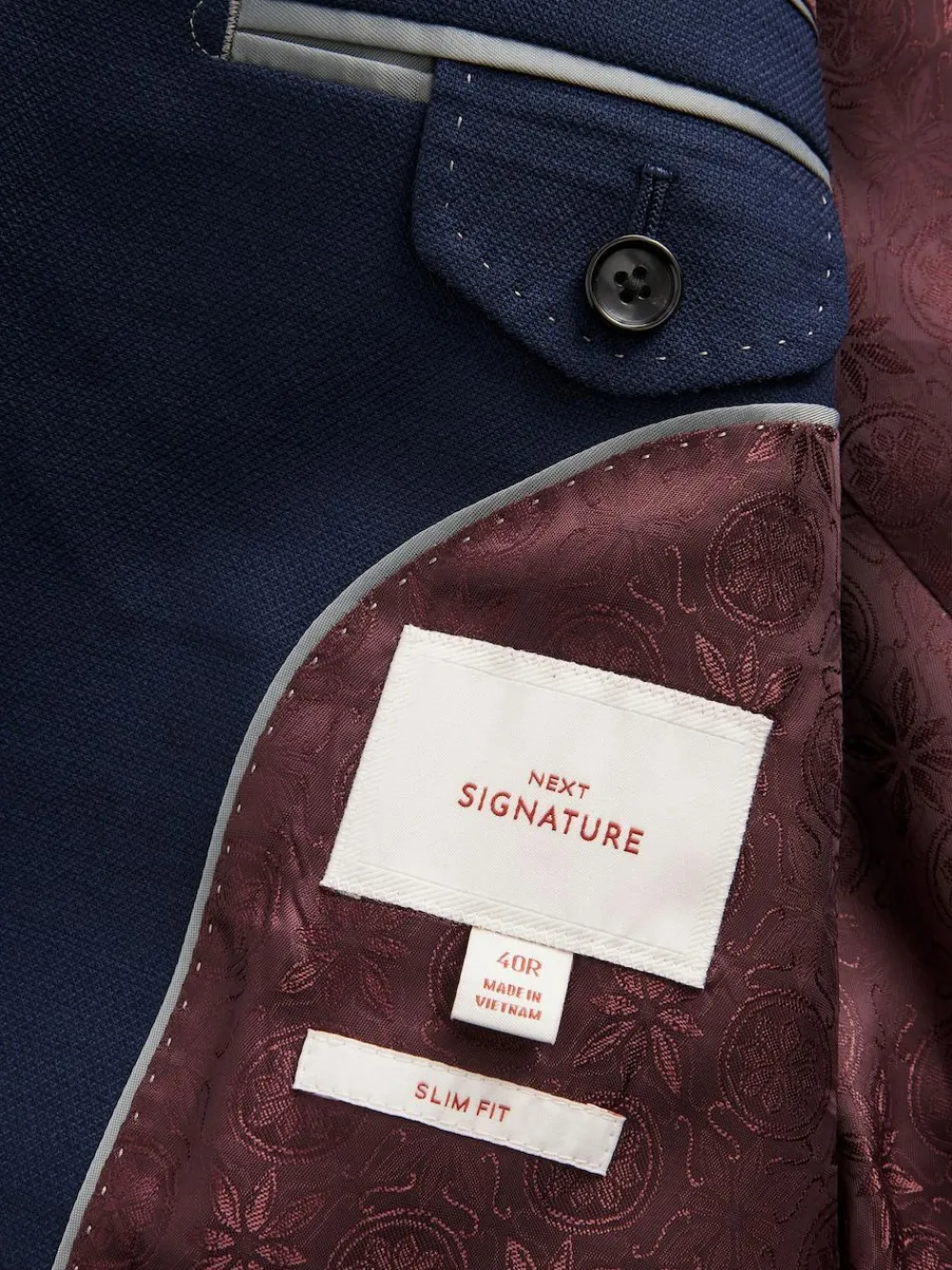 Next Slim Fit Signature Tollegno Italian Wool Textured Suit Jacket^ Blue Suits|Suits & Tuxedos