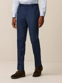 Hot Next Bright Blue Slim Fit Textured Suit Trousers