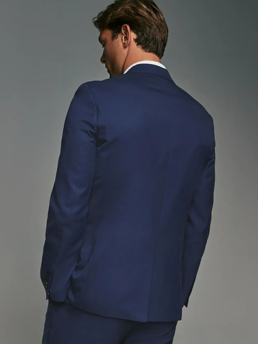 Best Next Tailored Fit Textured Suit Jacket Bright Blue