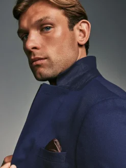 Best Next Tailored Fit Textured Suit Jacket Bright Blue