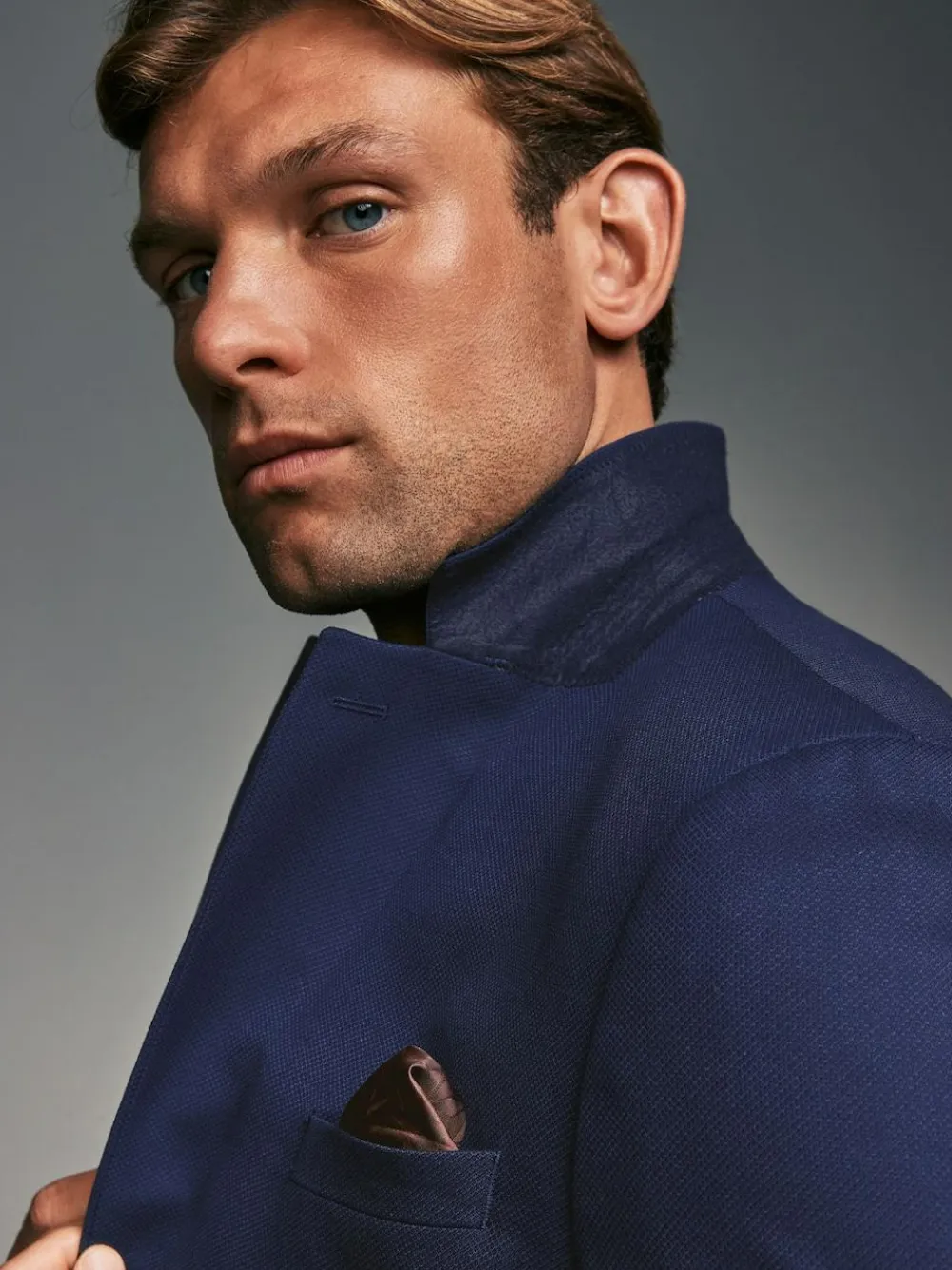 Best Next Tailored Fit Textured Suit Jacket Bright Blue