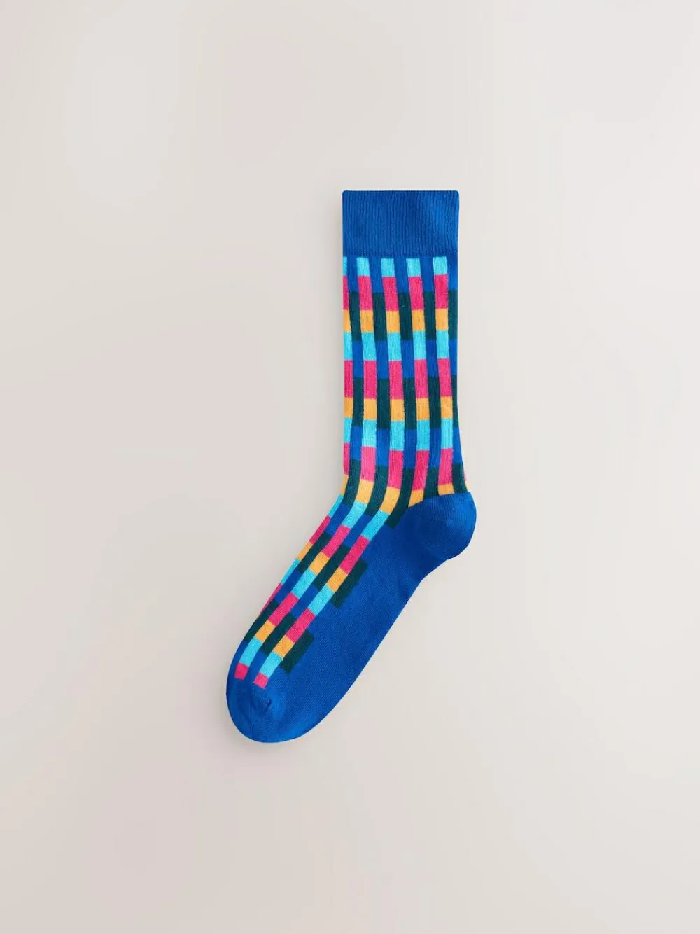 Hot Next Bright Blue/Green/Orange Stripe Pattern Socks 5 Pack