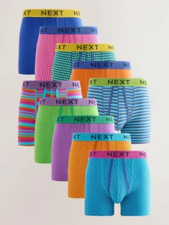Next Bright Blue/Orange Spot 10 pack A-Front Boxers^ Underwear|Underwear