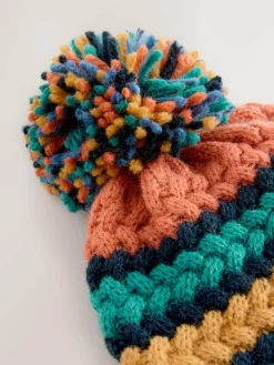 Next Bright Cable Stitched Baby Knitted Hat With Pom (0mths-2yrs)^BOY Hats & Scratch Mitts|Newborn Accessories