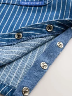 Outlet Next Baby Denim Dungarees and Bodysuit Set (0mths-2yrs) Bright Character Stripe