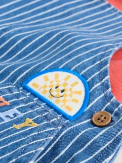 Outlet Next Baby Denim Dungarees and Bodysuit Set (0mths-2yrs) Bright Character Stripe