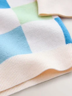 Next Bright Checkerboard Knitted Crew Neck Jumper (3mths-7yrs)^ Knitwear|Knitwear