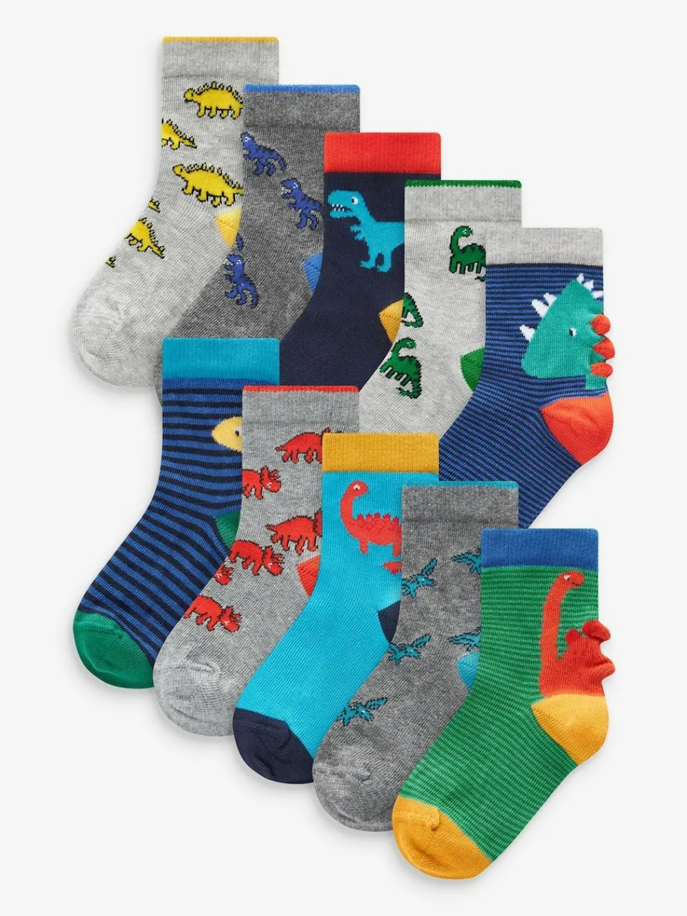 Best Next Bright Dino 10 Pack Cotton Rich Socks