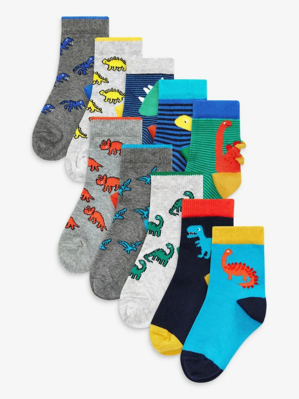 Best Next Bright Dino 10 Pack Cotton Rich Socks
