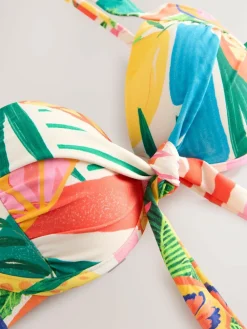 Online Next Bow Front Padded Wired Bikini Top Bright Fruit Stripe