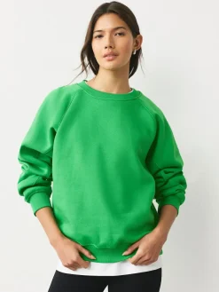 Discount Next Relaxed Fit Heavyweight Regular Crew Neck Sweatshirt Bright Green